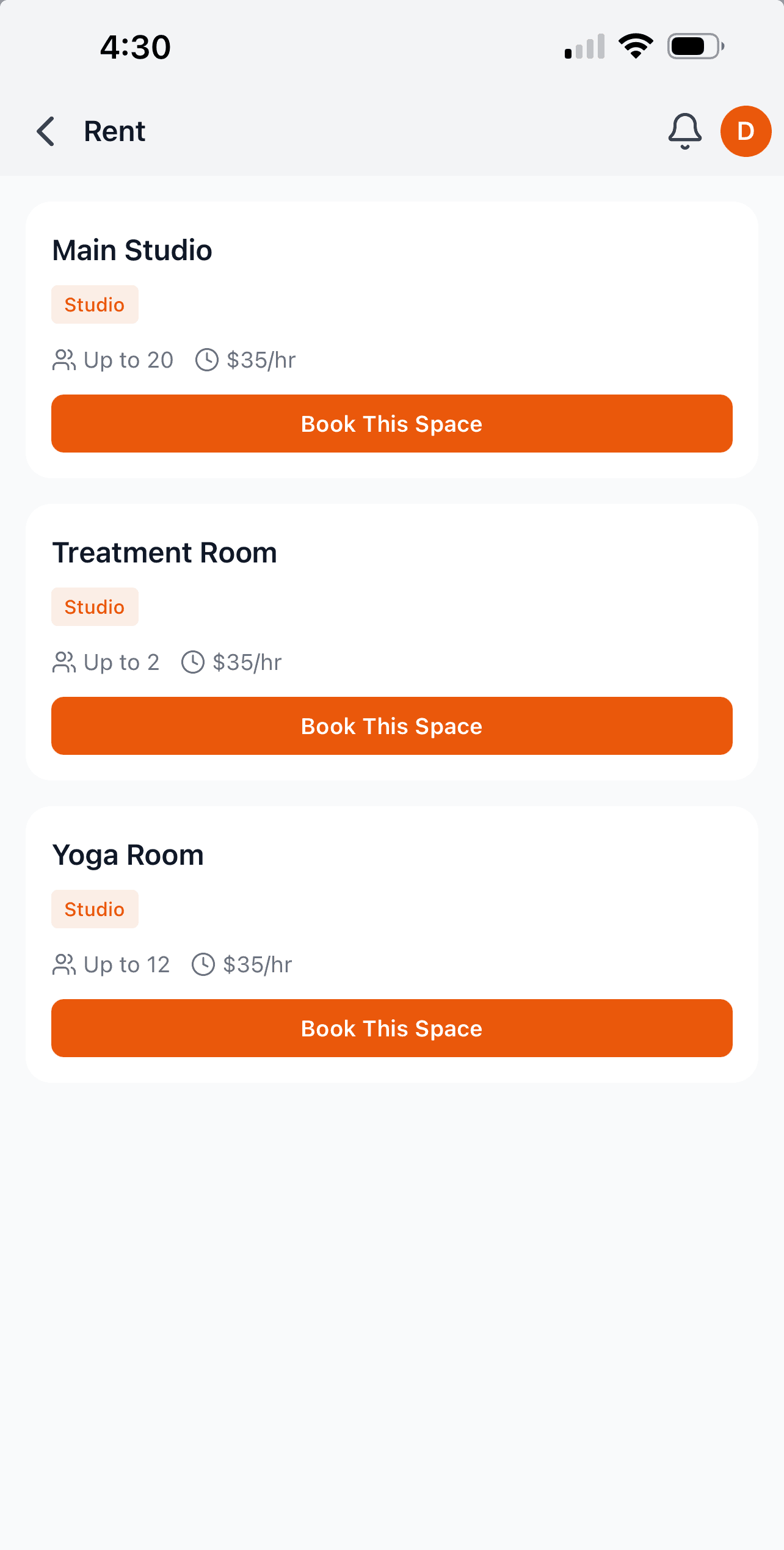Rent a studio space